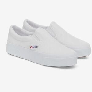 Superga Women’s Sneakers 2740 Platform Slip-On White Canvas Size 41(9.5 US) NIB